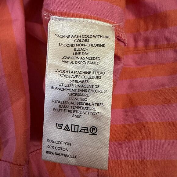 ANTHROPOLOGIE Darcey Top Pink Striped Popover Swing Puff Sleeve Blouse - Picture 7 of 9